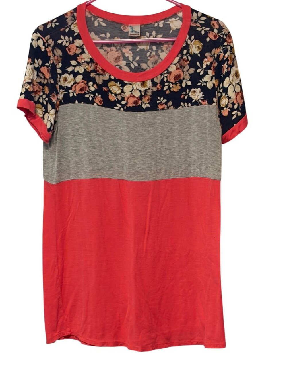 Brendas Colorblock Womens Size XL Short Sleeve Pull Over Tunic Top Shirt Tee Tsh